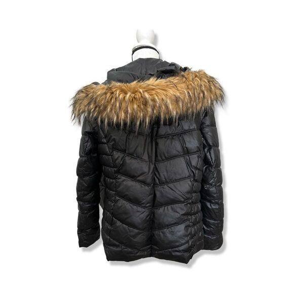 Guess Women's Black Solid Fur Long Sleeve Full Zip Puffer Jacket Size XL - Picture 2 of 10